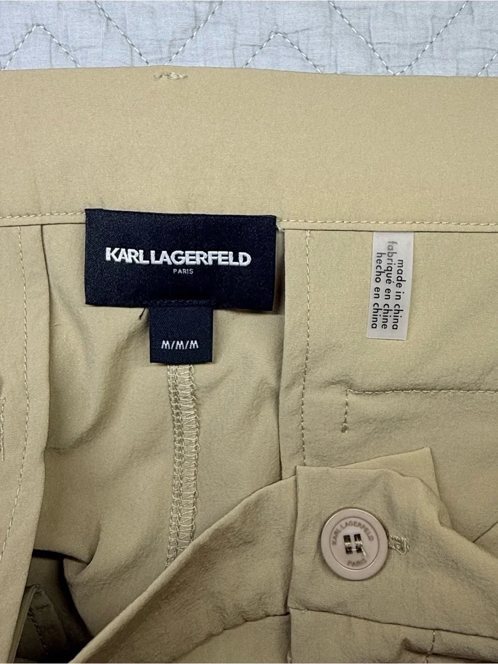 Karl Lagerfeld Men’s Performance Stretch Cargo Shorts Khaki